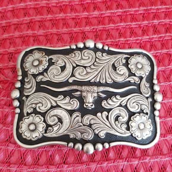 Nocona Black and Silver Western Belt Buckle - Picture 5 of 5